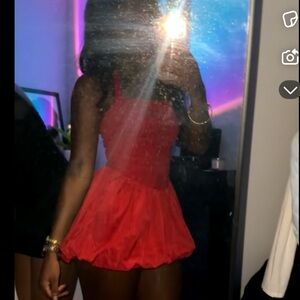 backless halter neck puff dress